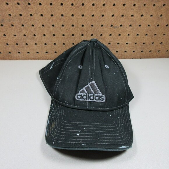 Vintage Y2K adidas mens charcoal distressed paint splattered hat L - Picture 1 of 9